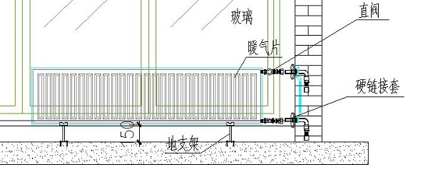 暗埋管路通过侧面墙体伸出来接暖气片