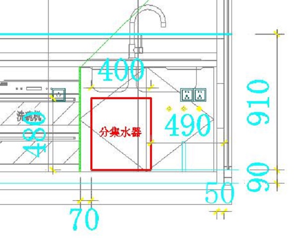 厨房台盆下方示意图